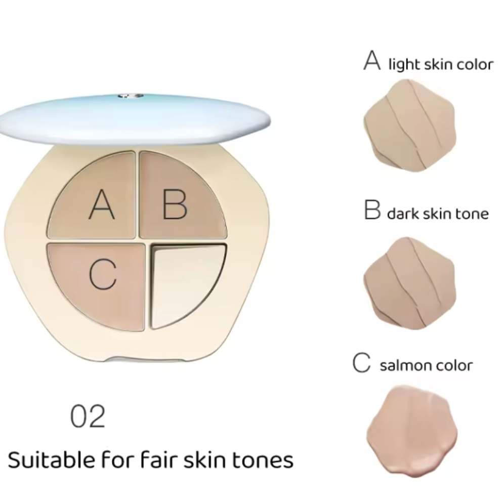 Timage TIMAGE Tri-Color Concealer Palette Facial Concealer Covers Spots Acne Dark Circles Creamy texture Moisturizing Skin-Friendly