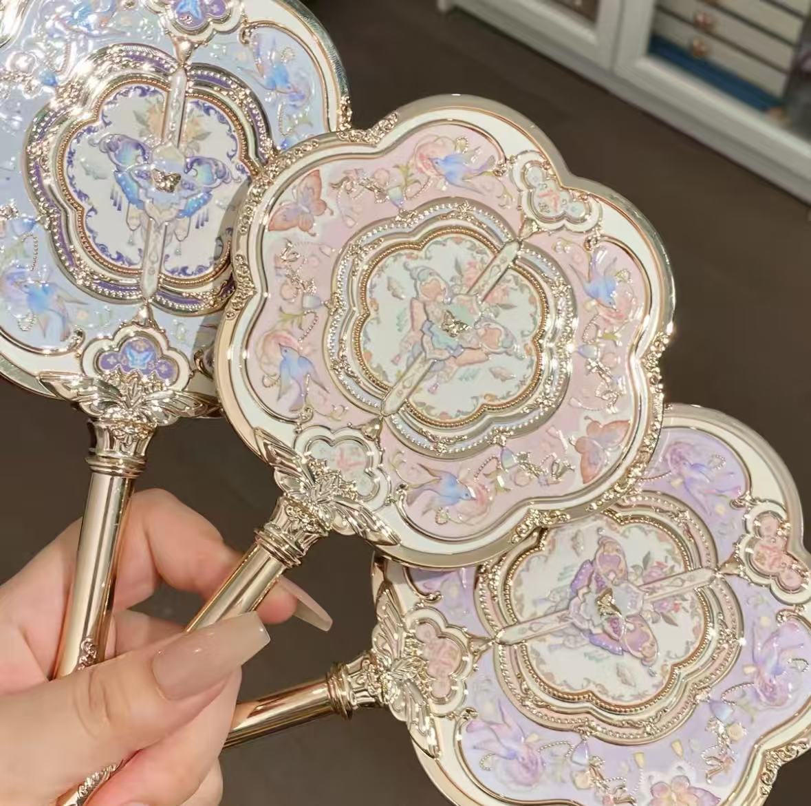 Flower Knows Butterfly Cloud Hand Mirror